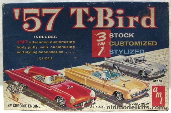 AMT 1/25 1957 Ford Thunderbird (T-Bird) 3 in 1 - Stock / Customized / Stylized, T2257-200 plastic model kit